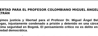 Libertad para el profesor colombiano Miguel Ángel Beltrán