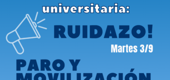 Para que se escuche la voz de la comunidad universitaria: RUIDAZO el martes 3/9 y PARO CON MOVILIZACIÓN cuando se trate la Ley en el Senado Nacional