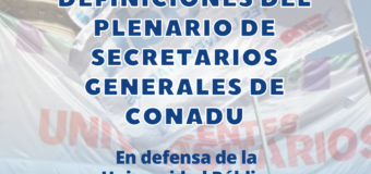 DEFINICIONES DE PLENARIO DE SECRETARIOS GENERALES DE CONADU: En defensa de la Universidad Pública