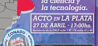 Plan Nacional de Lucha: Jueves 27 de abril acto en La Plata 17 hs.