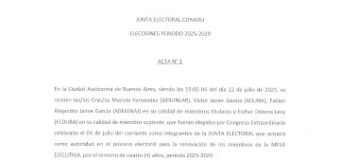 JUNTA ELECTORAL CONADU- ACTA NRO. 1. ELECCIONES PERÍODO 2025/2029
