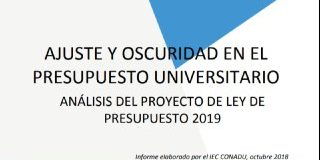 AJUSTE Y OSCURIDAD EN EL PRESUPUESTO UNIVERSITARIO. Informe IEC-CONADU sobre el Presupuesto 2019