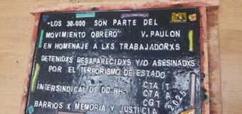 Victorio Paulon en homenaje a lxs trabajadorxs detenidxs desaparecidxs y asesinadxs por el terrorismo de Estado